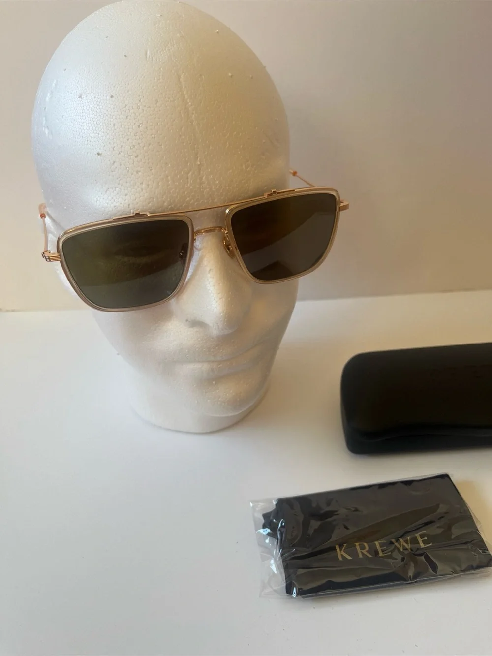 KREWE Vail Haze 18K Grass Green Polarized lenses Sunglasses NWT